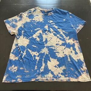Mens‎ Blue Tie Dye T-Shirt Short Sleeve Casual Graphic Tee